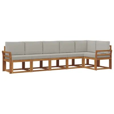 vidaXL Zunanja garnitura za sedenje 6 pcs Naravna in svetlo siva