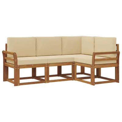 vidaXL Zunanja garnitura za sedenje z blazino 4 pcs Naravna in bež