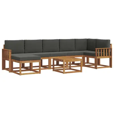 vidaXL Zunanja garnitura za sedenje 8 pcs Naravna in antracitna