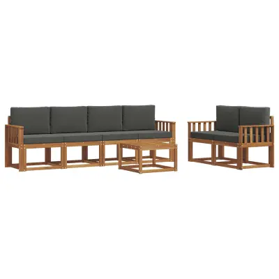 vidaXL Zunanja garnitura za sedenje 7 pcs Naravna in antracitna