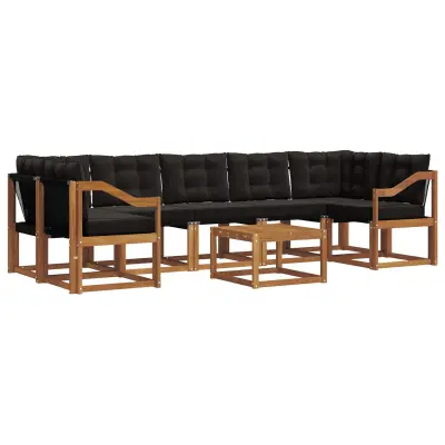 vidaXL Zunanja garnitura za sedenje z blazino 8 pcs Naravna in črna