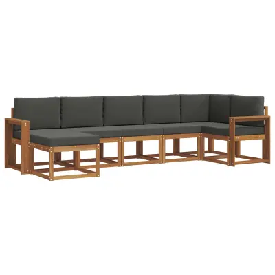 vidaXL Zunanja garnitura za sedenje 7 pcs Naravna in antracitna