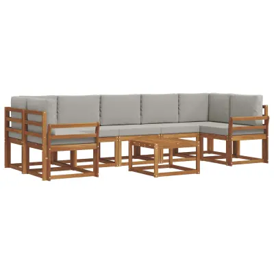 vidaXL Zunanja garnitura za sedenje 8 pcs Naravna in svetlo siva