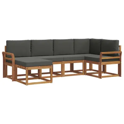 vidaXL Zunanja garnitura za sedenje 6 pcs Naravna in antracitna