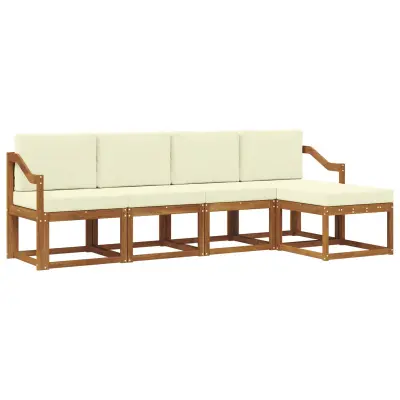 vidaXL Zunanja garnitura za sedenje z blazino 5 pcs Naravna in smetana