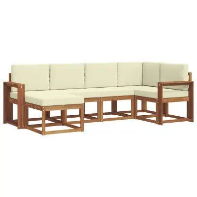 vidaXL Zunanja garnitura za sedenje z blazino 6 pcs Naravna in smetana