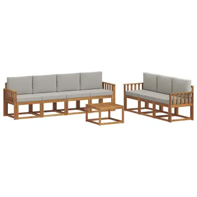 vidaXL Zunanja garnitura za sedenje 8 pcs Naravna in svetlo siva