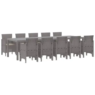 vidaXL Komplet za jedilnico v vrtu 11 pcs Svetlo siva Poly ratan