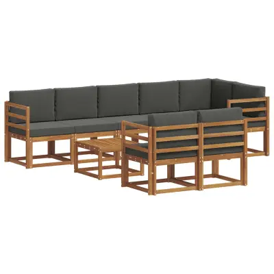 vidaXL Zunanja garnitura za sedenje 9 pcs Naravna in antracitna