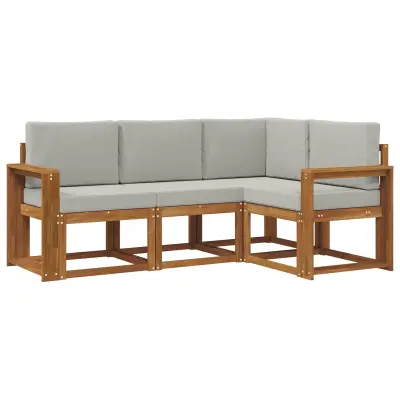 vidaXL Zunanja garnitura za sedenje 4 pcs Naravna in svetlo siva