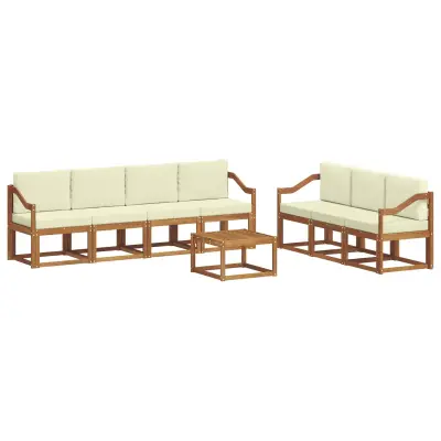 vidaXL Zunanja garnitura za sedenje z blazino 8 pcs Naravna in smetana