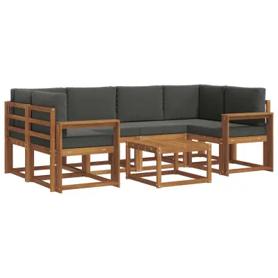 vidaXL Zunanja garnitura za sedenje 7 pcs Naravna in antracitna