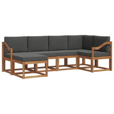 vidaXL Zunanja garnitura za sedenje 6 pcs Naravna in antracitna