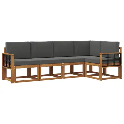 vidaXL Zunanja garnitura za sedenje 5 pcs Naravna in antracitna