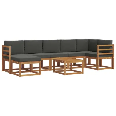 vidaXL Zunanja garnitura za sedenje 8 pcs Naravna in antracitna