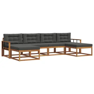vidaXL Zunanja garnitura za sedenje 6 pcs Naravna in antracitna