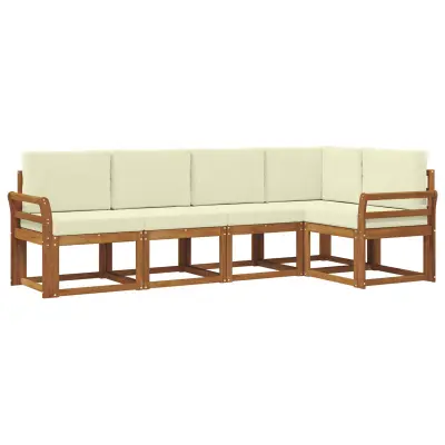 vidaXL Zunanja garnitura za sedenje z blazino 5 pcs Naravna in smetana