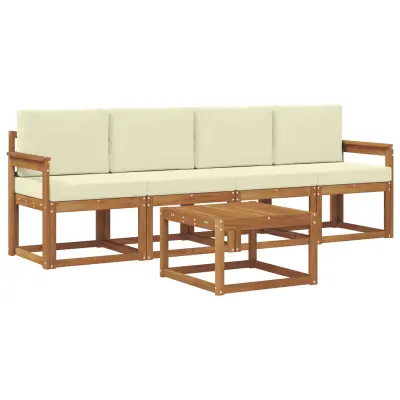 vidaXL Zunanja garnitura za sedenje z blazino 5 pcs Naravna in smetana
