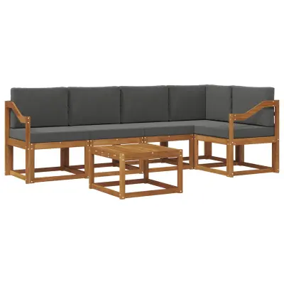 vidaXL Zunanja garnitura za sedenje 6 pcs Naravna in antracitna