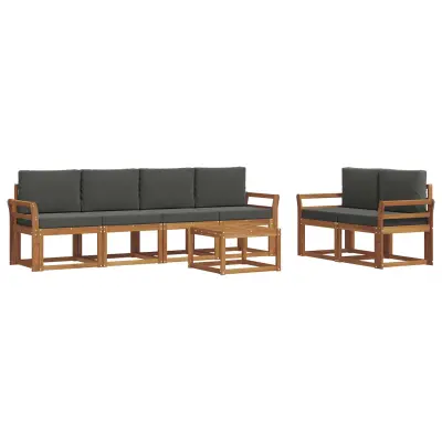 vidaXL Zunanja garnitura za sedenje 7 pcs Naravna in antracitna