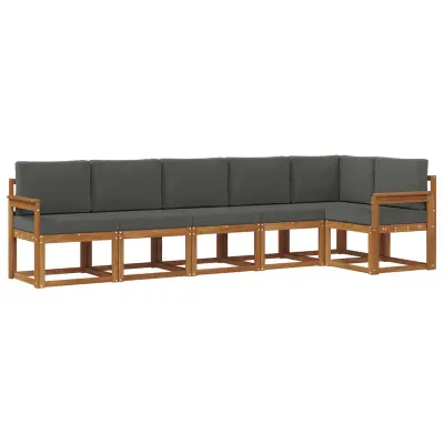 vidaXL Zunanja garnitura za sedenje 6 pcs Naravna in antracitna