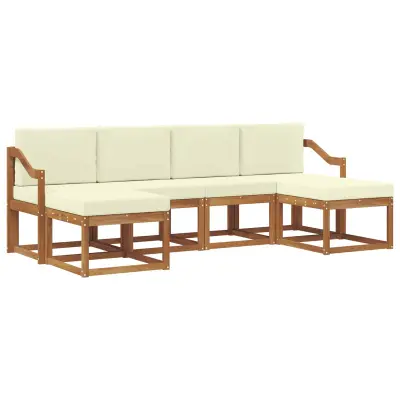 vidaXL Zunanja garnitura za sedenje z blazino 6 pcs Naravna in smetana