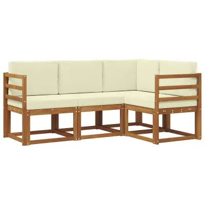 vidaXL Zunanja garnitura za sedenje z blazino 4 pcs Naravna in smetana