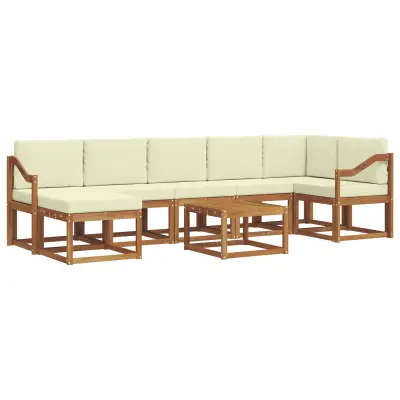 vidaXL Zunanja garnitura za sedenje z blazino 8 pcs Naravna in smetana