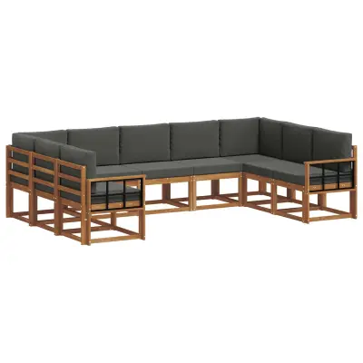 vidaXL Zunanja garnitura za sedenje 9 pcs Naravna in antracitna