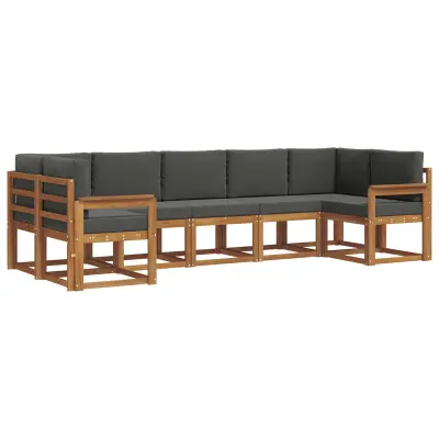 vidaXL Zunanja garnitura za sedenje 7 pcs Naravna in antracitna