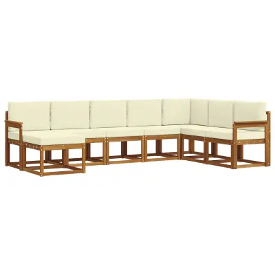 vidaXL Zunanja garnitura za sedenje z blazino 8 pcs Naravna in smetana