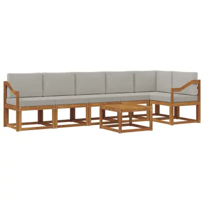 vidaXL Zunanja garnitura za sedenje 7 pcs Naravna in svetlo siva