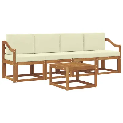 vidaXL Zunanja garnitura za sedenje z blazino 5 pcs Naravna in smetana