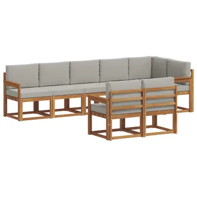 vidaXL Zunanja garnitura za sedenje 8 pcs Naravna in svetlo siva