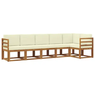 vidaXL Zunanja garnitura za sedenje z blazino 6 pcs Naravna in smetana
