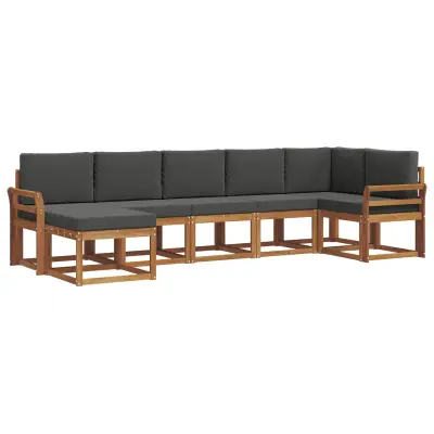 vidaXL Zunanja garnitura za sedenje 7 pcs Naravna in antracitna