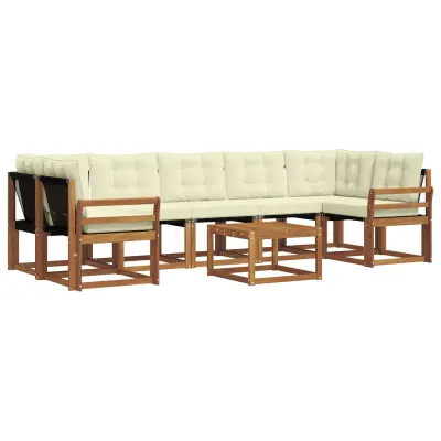 vidaXL Zunanja garnitura za sedenje z blazino 8 pcs Naravna in smetana