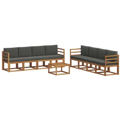 vidaXL Zunanja garnitura za sedenje 9 pcs Naravna in antracitna
