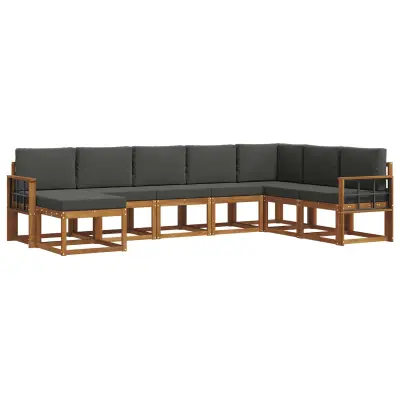 vidaXL Zunanja garnitura za sedenje 8 pcs Naravna in antracitna