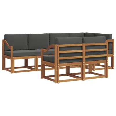 vidaXL Zunanja garnitura za sedenje 7 pcs Naravna in antracitna
