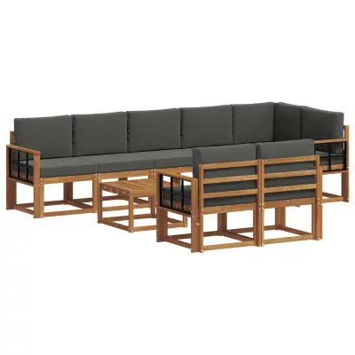 vidaXL Zunanja garnitura za sedenje 9 pcs Naravna in antracitna