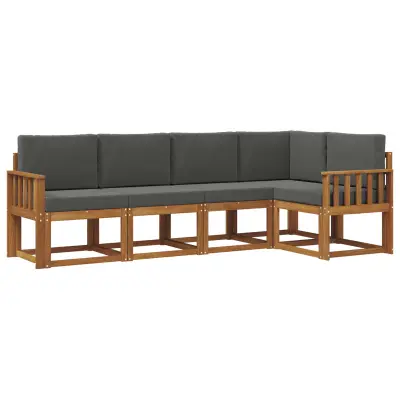 vidaXL Zunanja garnitura za sedenje 5 pcs Naravna in antracitna