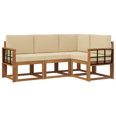 vidaXL Zunanja garnitura za sedenje z blazino 4 pcs Naravna in bež