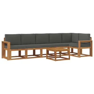 vidaXL Zunanja garnitura za sedenje 7 pcs Naravna in antracitna