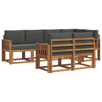 vidaXL Zunanja garnitura za sedenje 7 pcs Naravna in antracitna