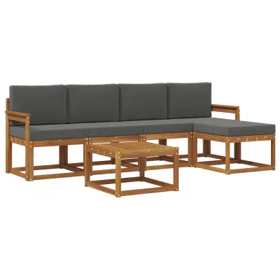 vidaXL Zunanja garnitura za sedenje 6 pcs Naravna in antracitna