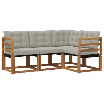 vidaXL Zunanja garnitura za sedenje 4 pcs Naravna in svetlo siva