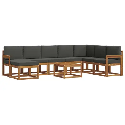 vidaXL Zunanja garnitura za sedenje 9 pcs Naravna in antracitna