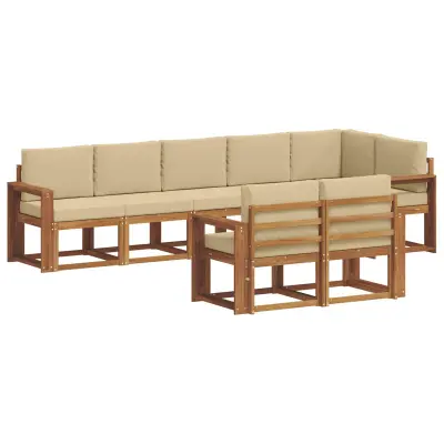 vidaXL Zunanja garnitura za sedenje z blazino 8 pcs Naravna in bež