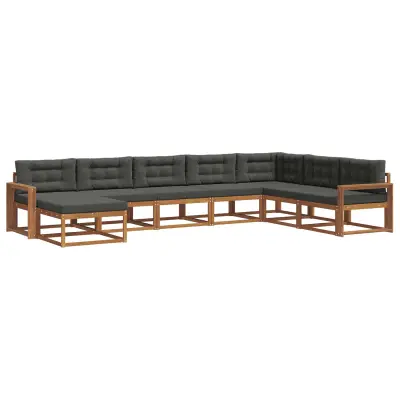 vidaXL Zunanja garnitura za sedenje 8 pcs Naravna in antracitna